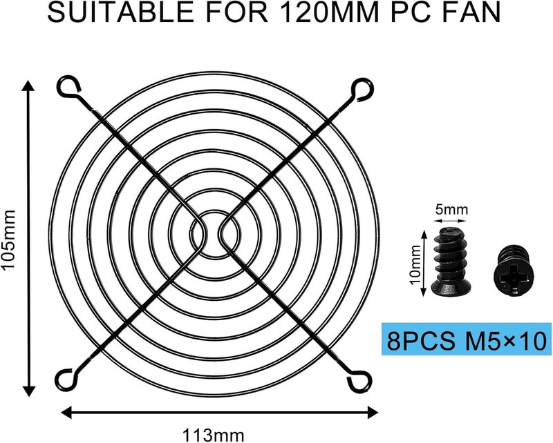 DVUIYYL 2 PCS 120mm Fan Grill pc 120mm Fan Bracket Grill (Black) - Image 4
